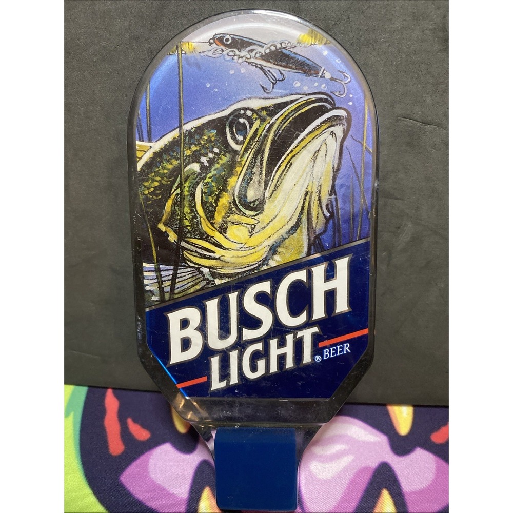 Vintage Busch Light Beer Tap Knob Top Draft Kegerator Bar Topper Bass Fishing